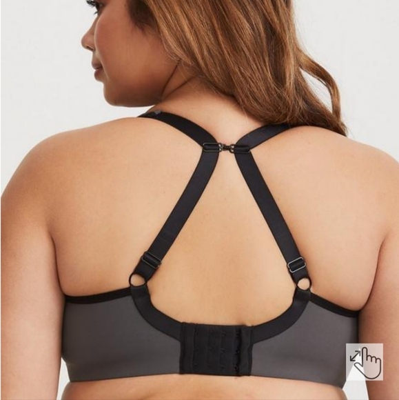 TORRID Active Woman's Gray Mid Impact Underwire Strappy Sports Bra Size 38DD. - Picture 4 of 11